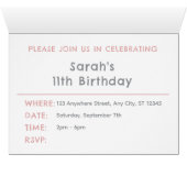 バラ紙吹雪水色ドット誕生日招待状 (内部横(下))