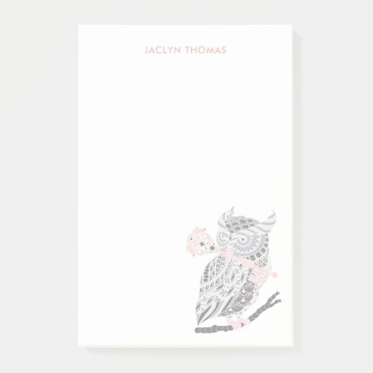 バラ素晴らし角フクロウパーソナライズされたのポストイットノート ポストイット (正面)