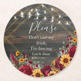 バラ素朴とアスター私は踊り ラウンドペーパーコースター