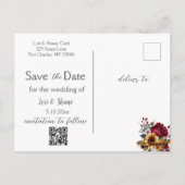 バラ素朴とAster写真の日付を保存 ポストカード (裏面)