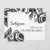 バラ素朴の花は私の花の女の子 招待状 (正面/裏面)