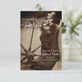 バラ素朴カウボーイブーツウェスタン結婚ズセピア セーブザデート (スタンド正面)