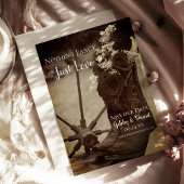 バラ素朴カウボーイブーツウェスタン結婚ズセピア セーブザデート