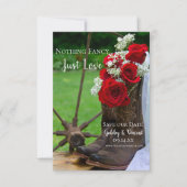 バラ素朴カウボーイブーツウェスタン結婚ズ セーブザデート (正面)