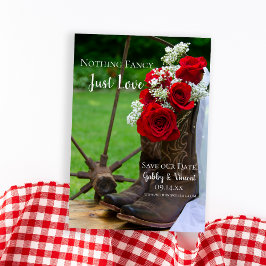 バラ素朴カウボーイブーツウェスタン結婚ズ セーブザデート