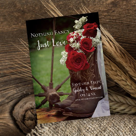 バラ素朴カウボーイブーツウェスタン結婚ズ セーブザデート