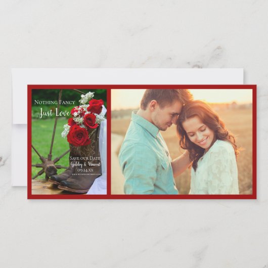 バラ素朴カウボーイブーツウェディング日付を保存 セーブザデート (正面)