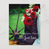 バラ素朴カウボーイブーツウェディング日付を保存 案内ポストカード (正面)