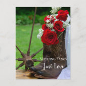 バラ素朴カウボーイブーツウェディング日付を保存 案内ポストカード (正面)