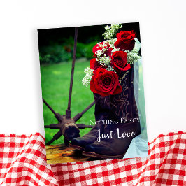 バラ素朴カウボーイブーツウェディング日付を保存 案内ポストカード