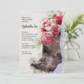 バラ素朴カウボーイブーツウォーター色ブライダルシャワー 招待状 (スタンド正面)