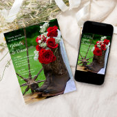 バラ素朴カウボーイブーツカントリーウェスタン結婚ズ 招待状