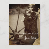 バラ素朴カウボーイブーツ日付セピアを保存 案内ポストカード (正面)