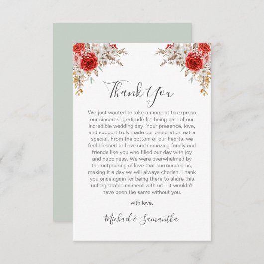 バラ素朴カントリーウェディング サンキューカード (正面/裏面)