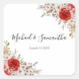 バラ素朴カントリーウェディング スクエアシール