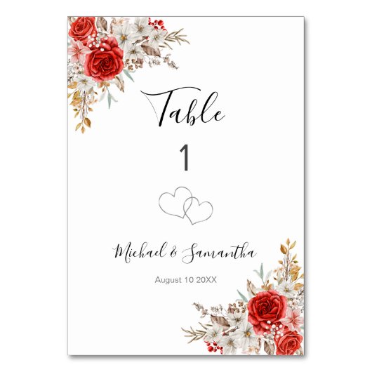 バラ素朴カントリーウェディング テーブルナンバー (正面)