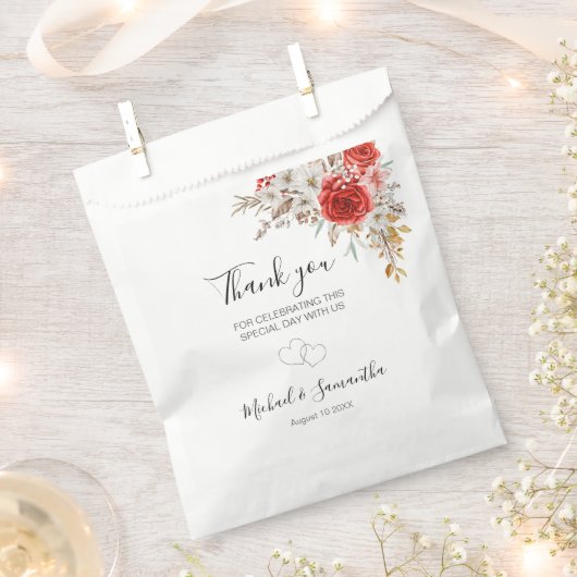 バラ素朴カントリーウェディング フェイバーバッグ (クリップ留めされた状態)