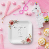 バラ素朴カントリーウェディング ペーパープレート (パーティー)