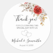 バラ素朴カントリーウェディング ラウンドシール (正面)