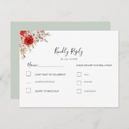 バラ素朴カントリーウェディング 出欠カード