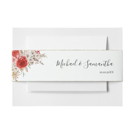 バラ素朴カントリーウェディング 招待状ベリーバンド (正面例)