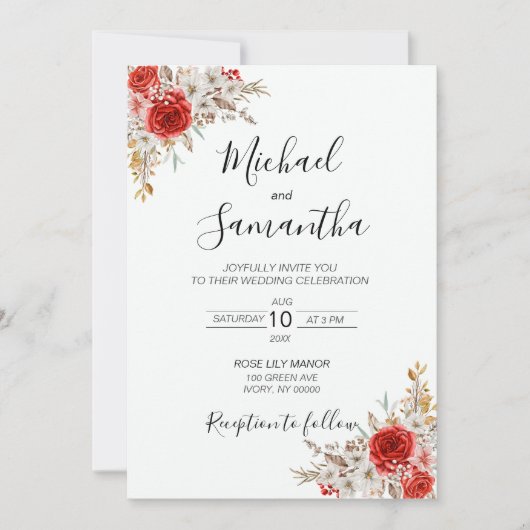 バラ素朴カントリーウェディング 招待状 (正面)