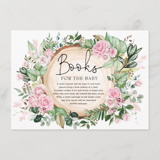バラ素朴ガーデン緑の本のためのベビーガール エンクロージャーカード (正面)