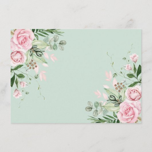 バラ素朴ガーデン緑の本のためのベビーガール エンクロージャーカード (裏面)