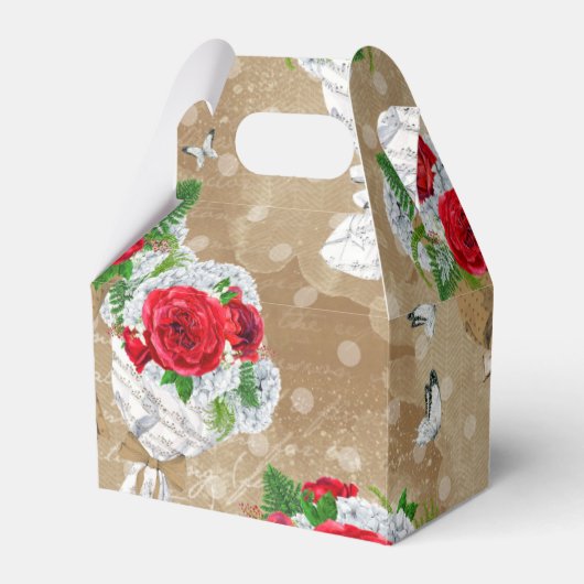 バラ素朴ギフトボックスとハート フェイバーボックス (正面サイド)