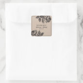 バラ素朴サンキュー結婚式の引き出物シール スクエアシール (バッグ)