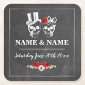 バラ素朴ズコースタープレイスマッツウェディングパーティー スクエアペーパーコースター (正面)