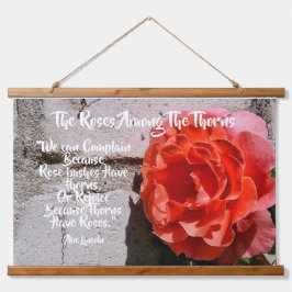 バラ素朴タペストリーと引用文by Abe Lincoln 吊り下げ型タペストリー