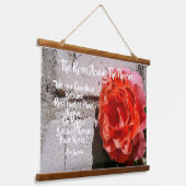 バラ素朴タペストリーと引用文by Abe Lincoln 吊り下げ型タペストリー (傾斜あり)