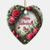 バラ素朴バレンタインデーハートシェイプオーナメント セラミックオーナメント (右)