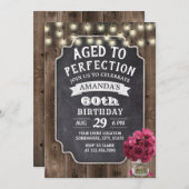 バラ素朴フローラジャールバーンウッド60th誕生日 招待状 (正面/裏面)