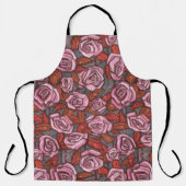 バラ素朴フローラルパターンピンクオレンジチューペグレイ エプロン (正面)