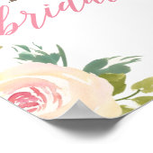 バラ素朴ブライダルシャワーウェルカムサインホワイト ポスター (角)