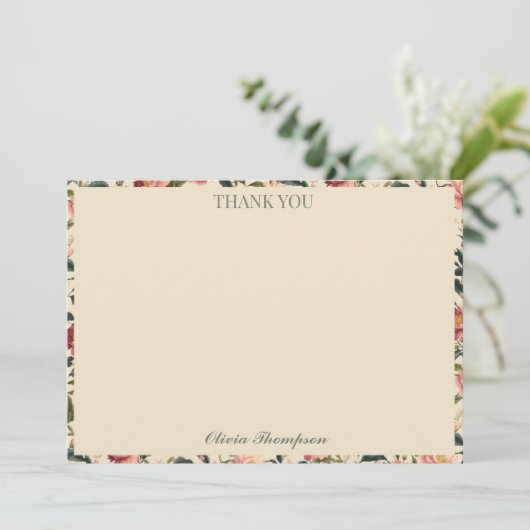 バラ素朴ベージュフラワーブライダルシャワーカスタム サンキューカード (スタンド正面)