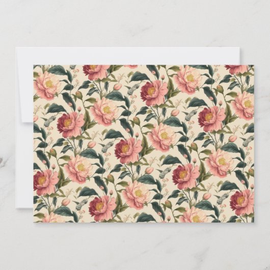 バラ素朴ベージュフラワーブライダルシャワーカスタム サンキューカード (裏面)