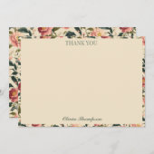 バラ素朴ベージュフラワーブライダルシャワーカスタム サンキューカード (正面/裏面)