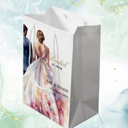 バラ素朴ボーフローラブライダルシャワー ミディアムペーパーバッグ