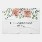 バラ素朴ユーカリフローラ植物学 キッチンタオル (横)