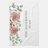 バラ素朴ユーカリフローラ植物学 キッチンタオル (縦)