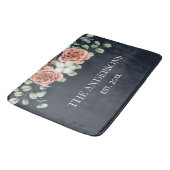 バラ素朴ユーカリフローラ植物黒 バスマット (アングル)