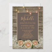 バラ素朴レースメイスンジャールライトSブライダルシャワー 招待状 (正面)