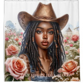 バラ素朴女性のカーボーイシャワーカーテン シャワーカーテン (正面)