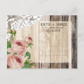 バラ素朴木材の板とレース日付を保存 案内ポストカード (裏面)