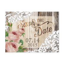 バラ素朴木材の板とレース日付を保存