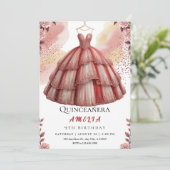 バラ素朴金ゴールドキンセアニラ誕生日 招待状 (スタンド正面)