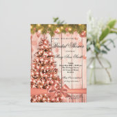 バラ素朴金ゴールドクリスマスブライダルシャワー 招待状 (スタンド正面)